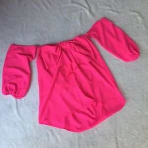 Off Shoulder Hot Pink Blouse